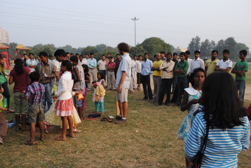 We took the kiddos to a local park in Delhi one day. You can see a crowd of spectators gathered to watch us hang out. They stood around us in a formed circle, not saying anything, just staring. Photo snapped by KB.